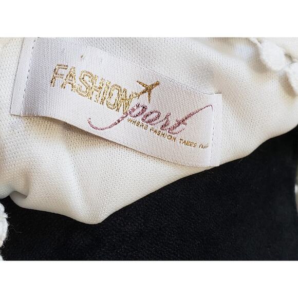 Fashion Port Shift Dress Women Medium White Contrast Tassel V Neck Short Sleeve - Picture 3 of 13